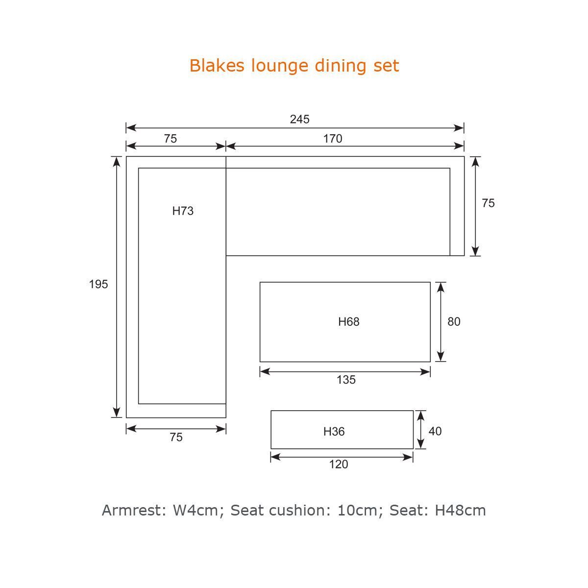 Blakes lounge-diningset - 4-delig - arctic grey - reflex black