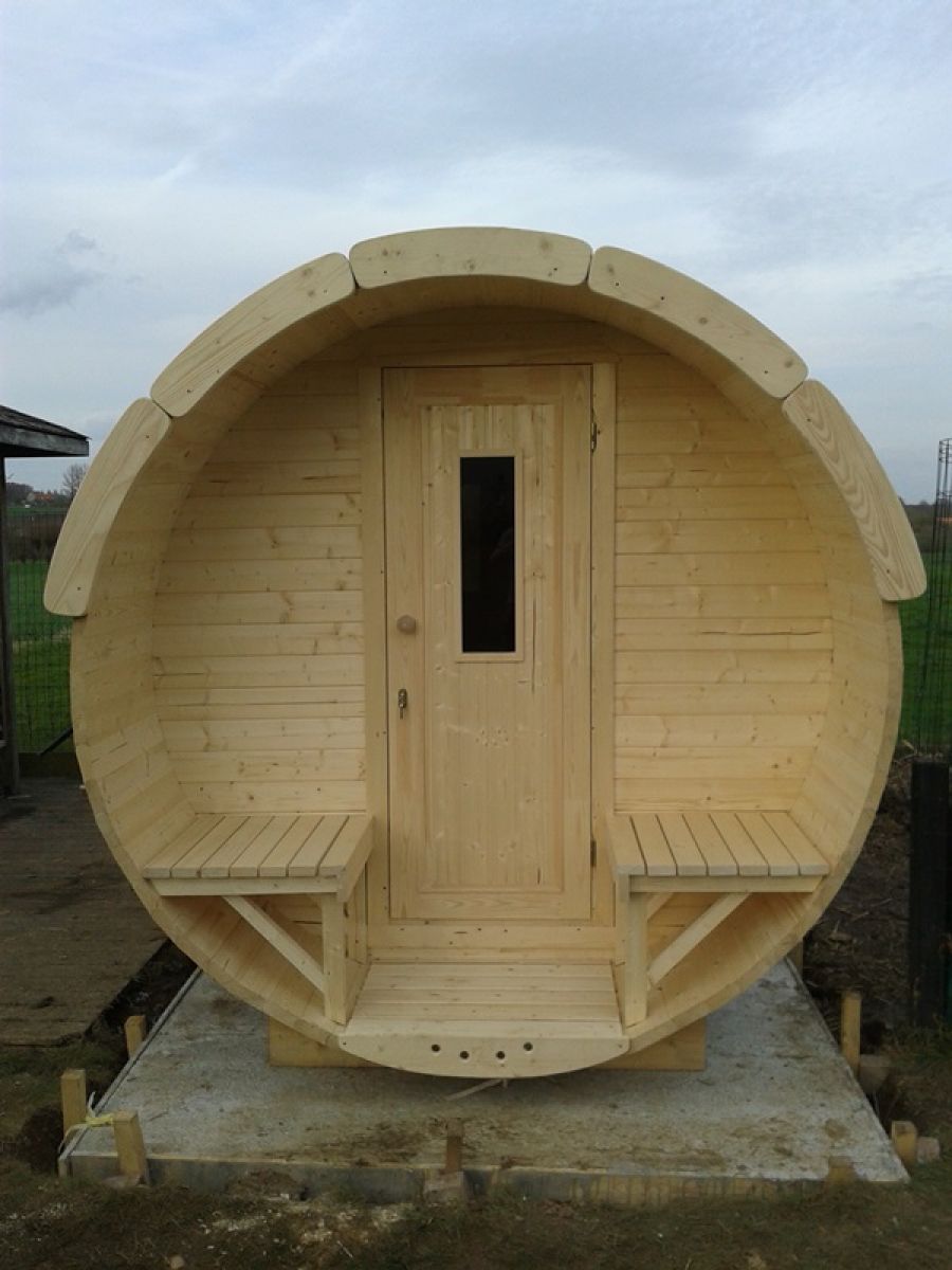 Barrelsauna Ø215x350 cm  - Vurenhout voor rond