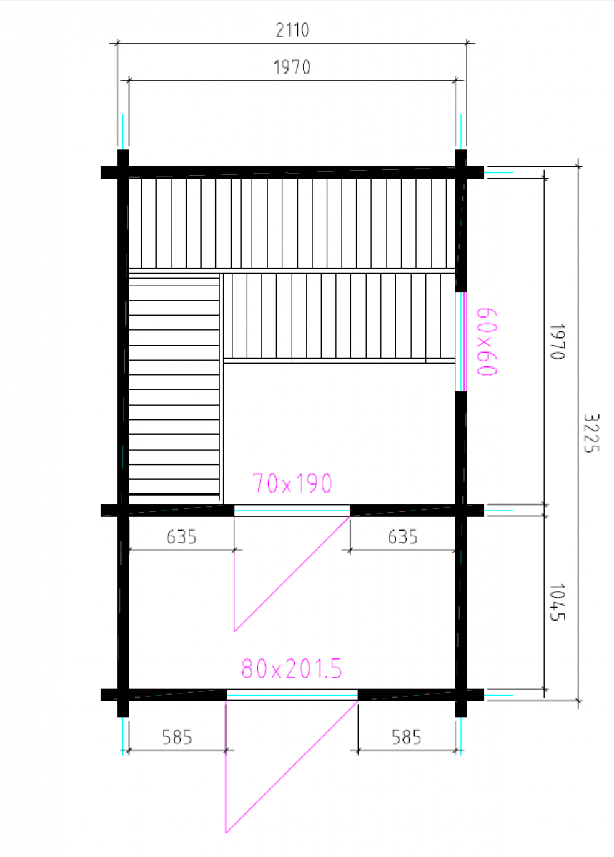 Buitensauna Plat Dak Interflex 2335 - 231x343 cm (70 mm)