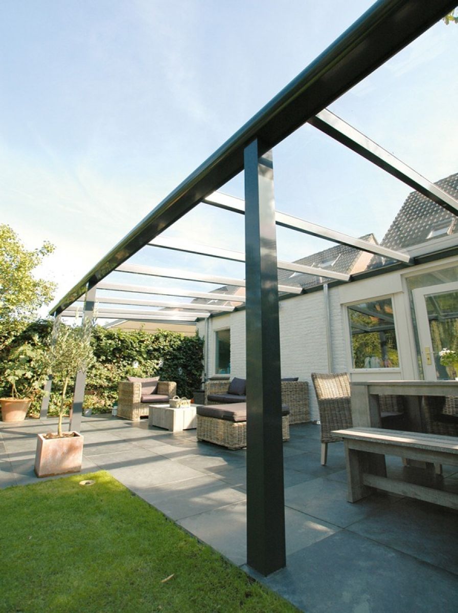 Terrasoverkapping Profiline met glas 600x350 cm