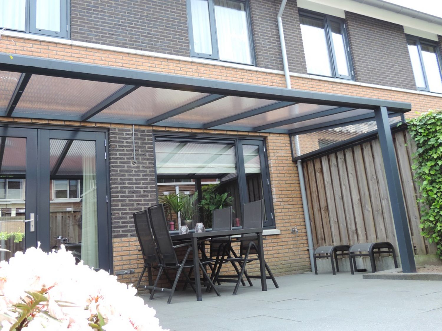 Greenline veranda 500x250 cm - 2 staanders - polycarbonaat dak