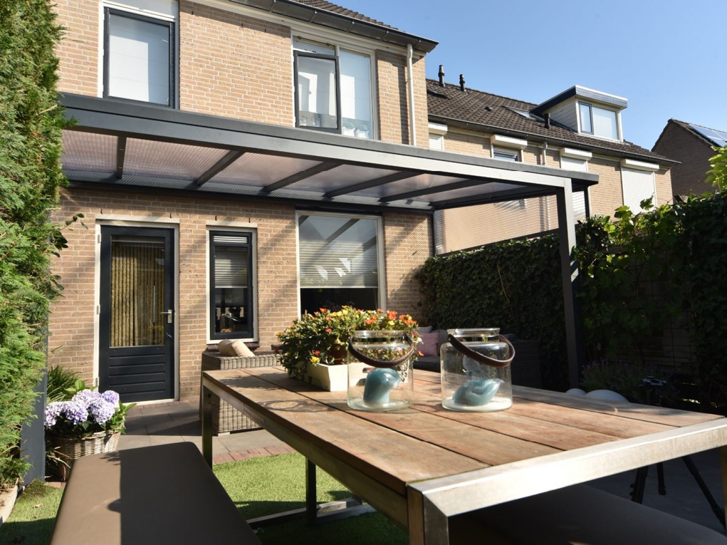 Greenline veranda 600x350 cm - 2 staanders - polycarbonaat dak