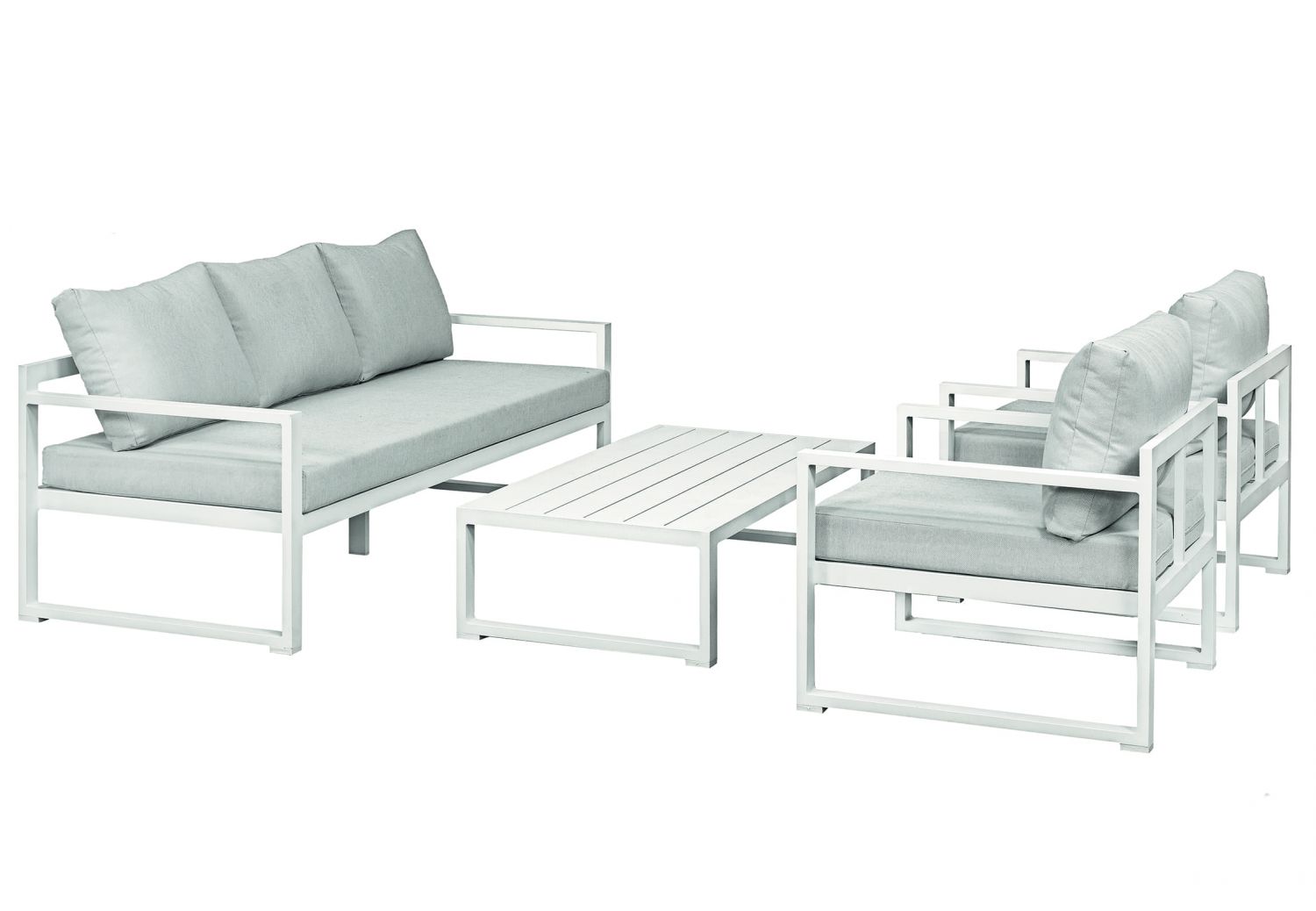 Textileen loungeset Buffalo wit | lichtgrijze kussens - Hoofddorp