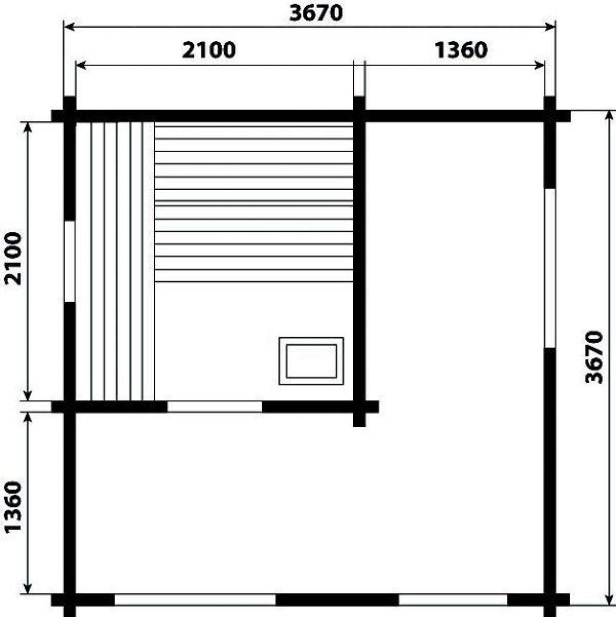 Buitensauna Zadeldak Interflex 3940 - 387x387 cm (70 mm)