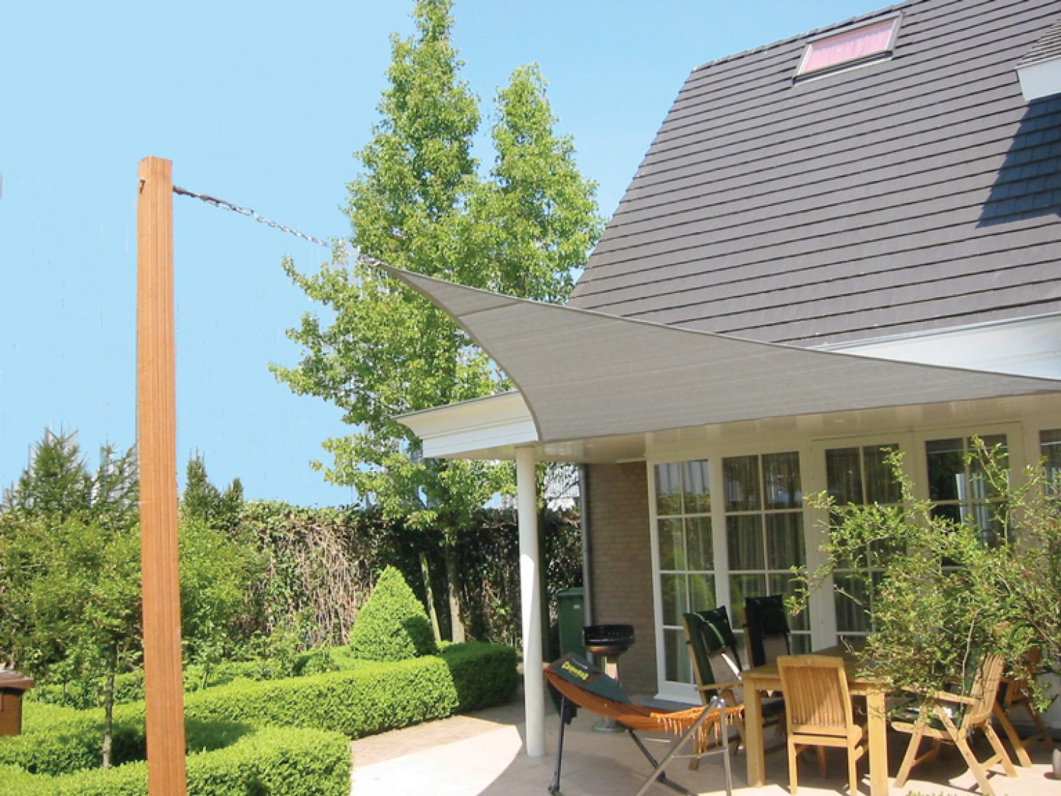 Zonnezeil/Schaduwnet 3-hoek 550x550 zandbeige 