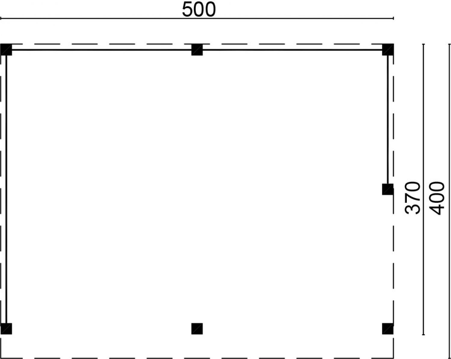 Lariks/Douglas Buitenverblijf Wezep - DIY ongezaagd houtpakket 500x400 cm plattegrond