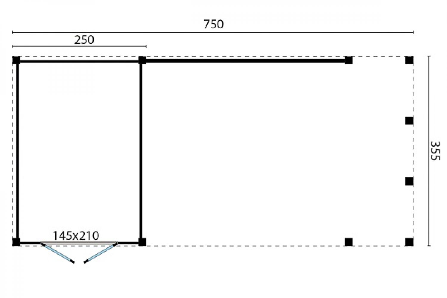 DHZ Plat dak Vriezenveen 750x355 cm plattegrond