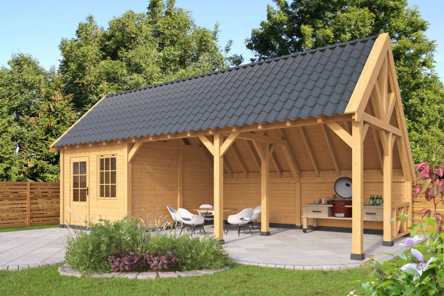 Kapschuur Billund XL Type 8 Red Class Wood 893x460cm - geïmpregneerd