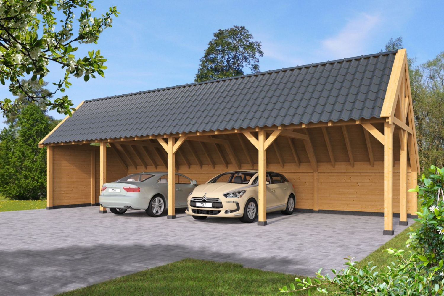 Kapschuur Billund XXL Type 10 Red Class Wood 1386x512cm - geïmpregneerd