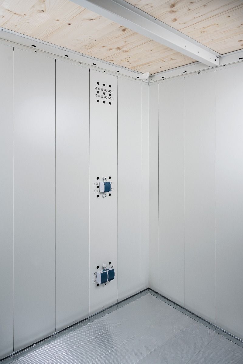 Metalen berging Neo 1B 236x180 cm met dubbele deur - Donkergrijs/ Zilver