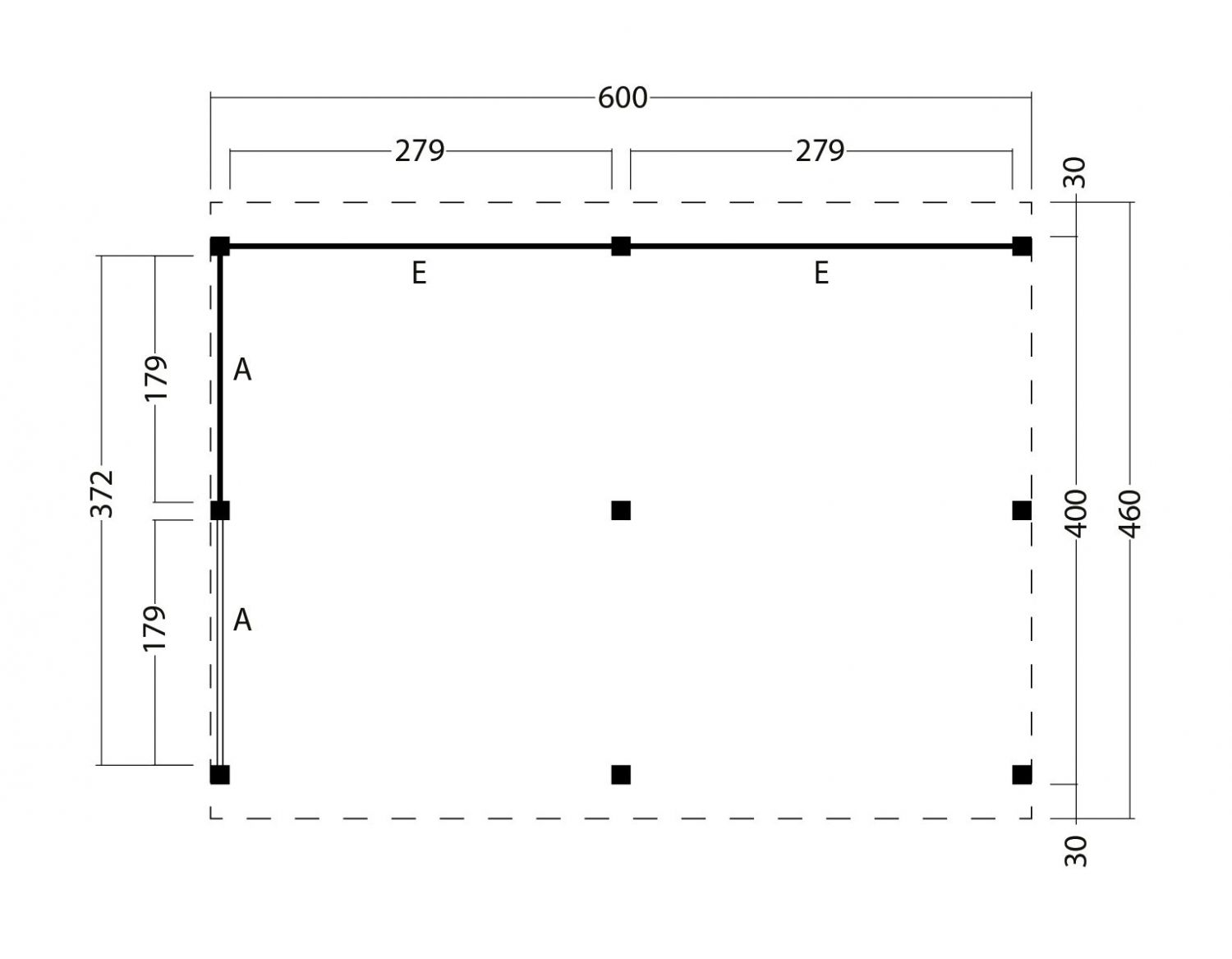 Kapschuur Billund XL Type 2 Red Class Wood 600x460 cm - zwart gespoten