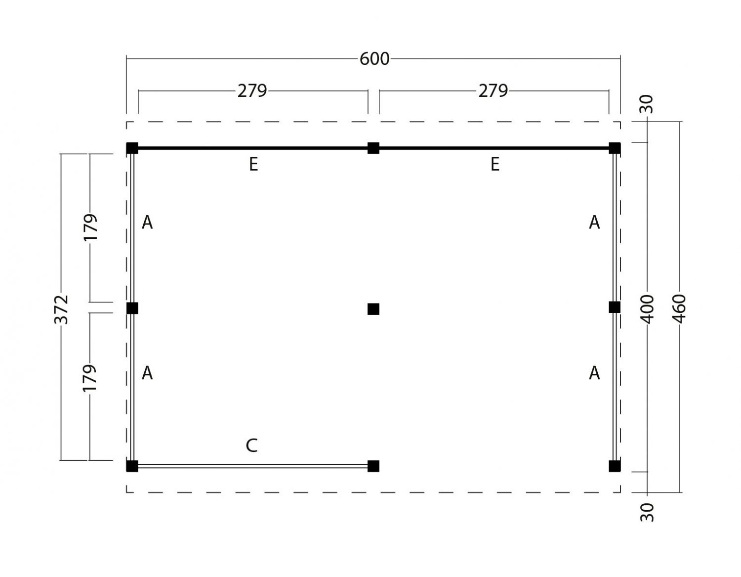 Kapschuur Billund XL Type 4 Red Class Wood 600x460cm - zwart gespoten