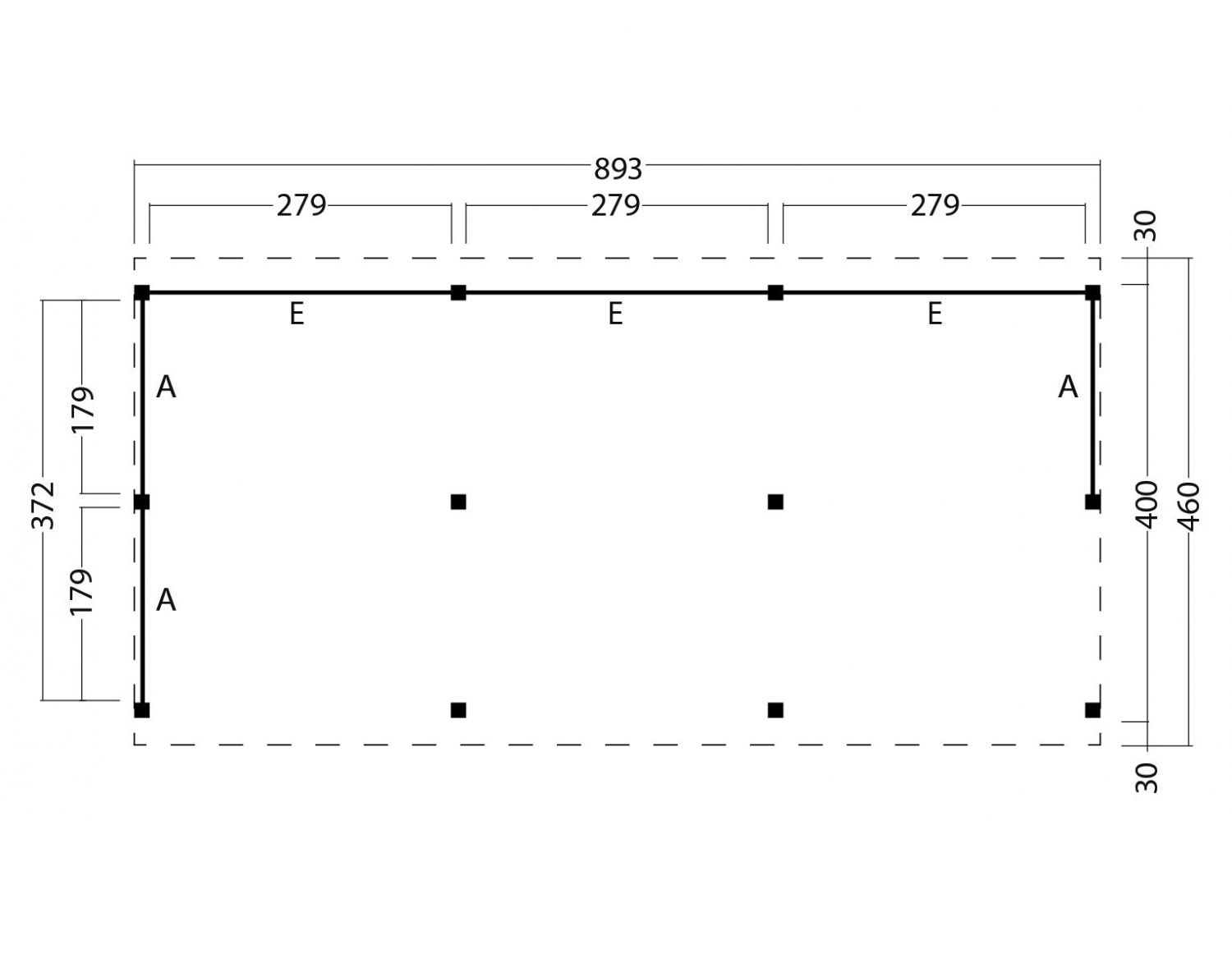 Kapschuur Billund XL Type 6 Red Class Wood 893x460cm - zwart gespoten