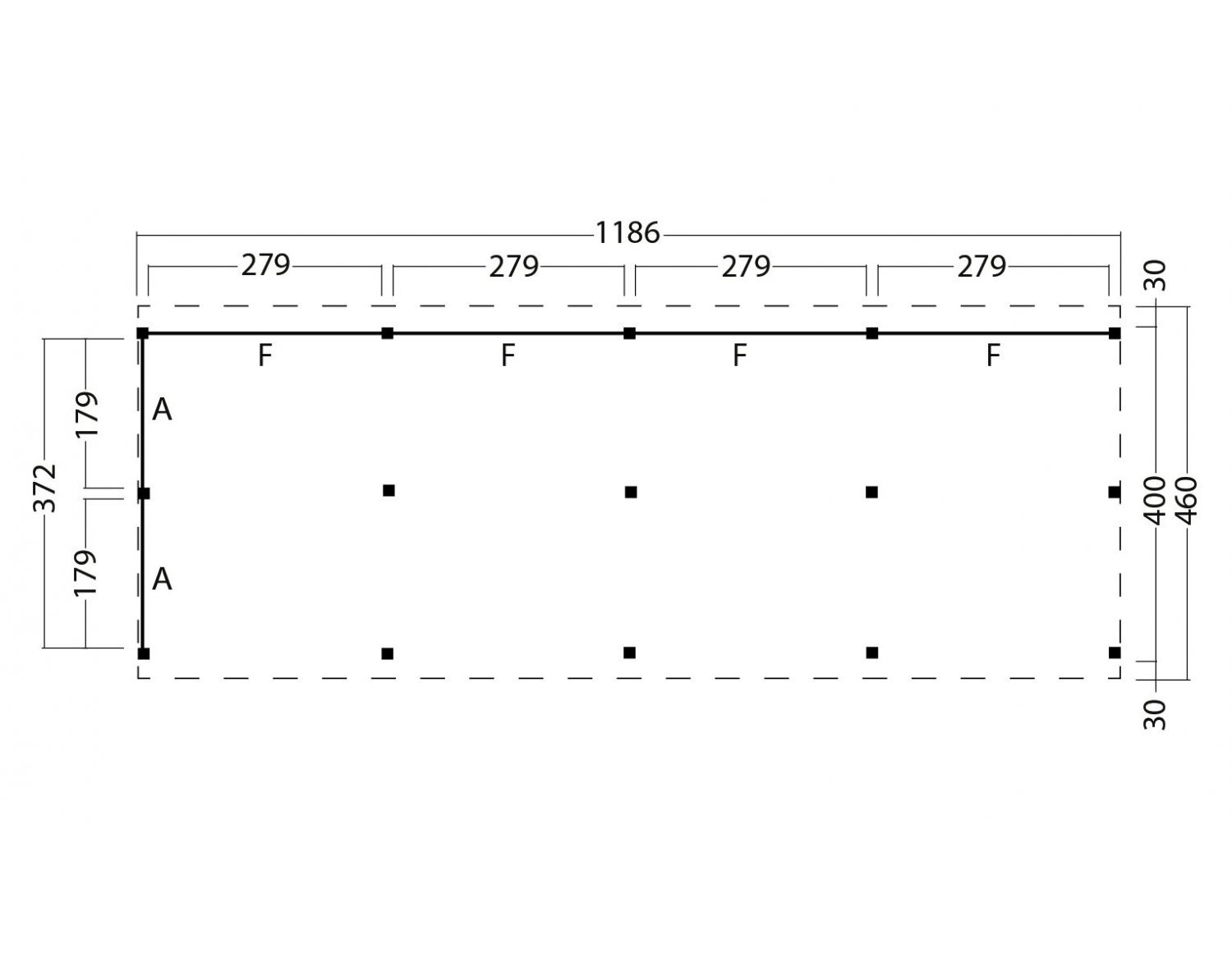 Kapschuur Billund XL Type 10 Red Class Wood 1186x460 cm - zwart gespoten