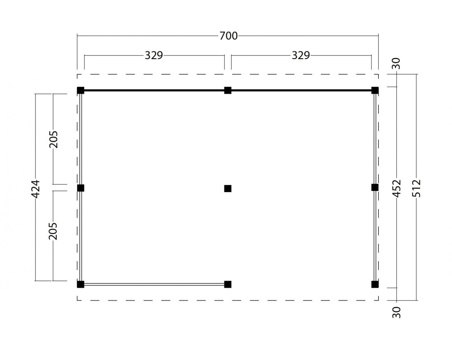 Kapschuur Billund XXL Type 4 Red Class Wood 700x512 cm - zwart gespoten