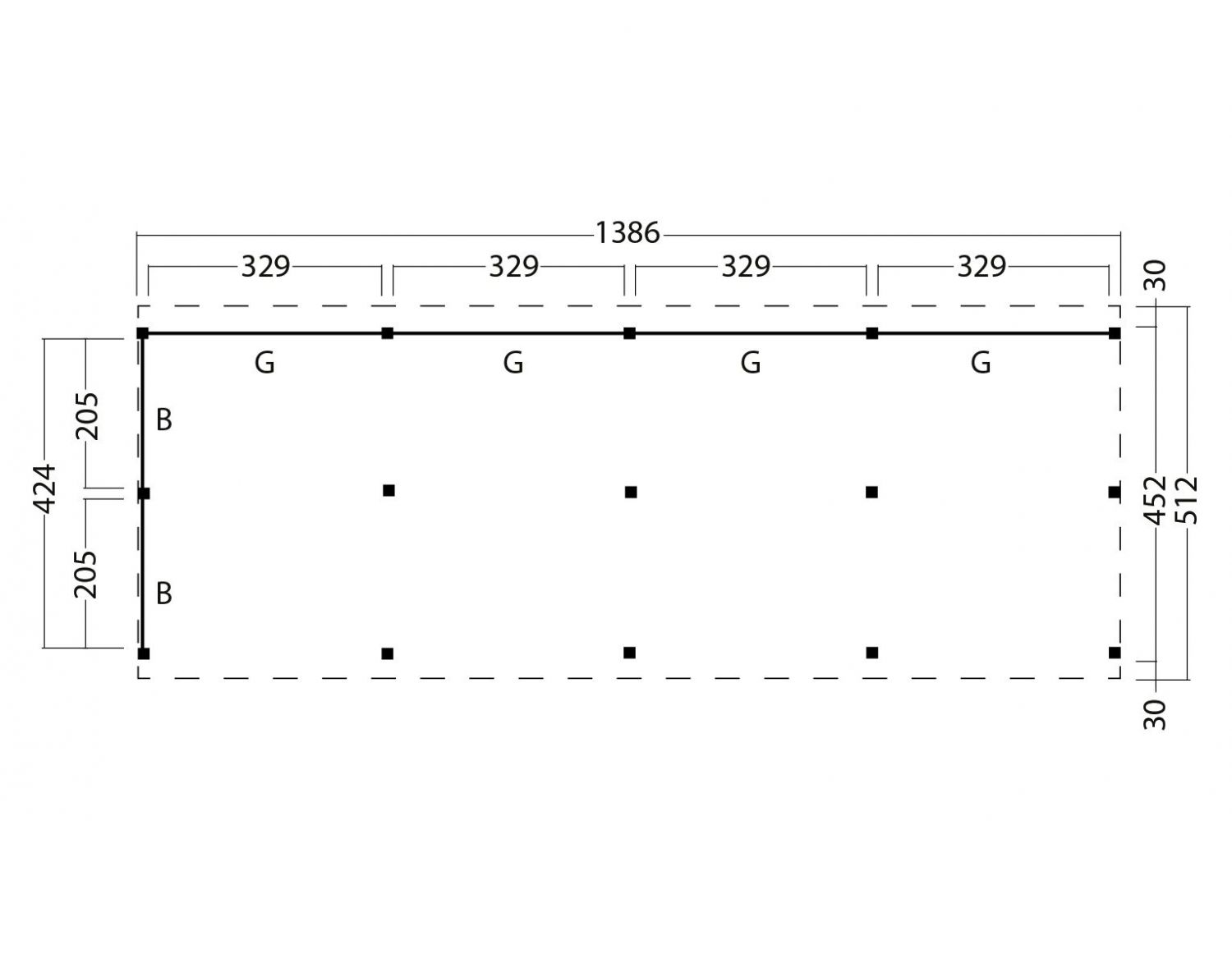 Kapschuur Billund XXL Type 10 Red Class Wood 1386x512cm - geïmpregneerd