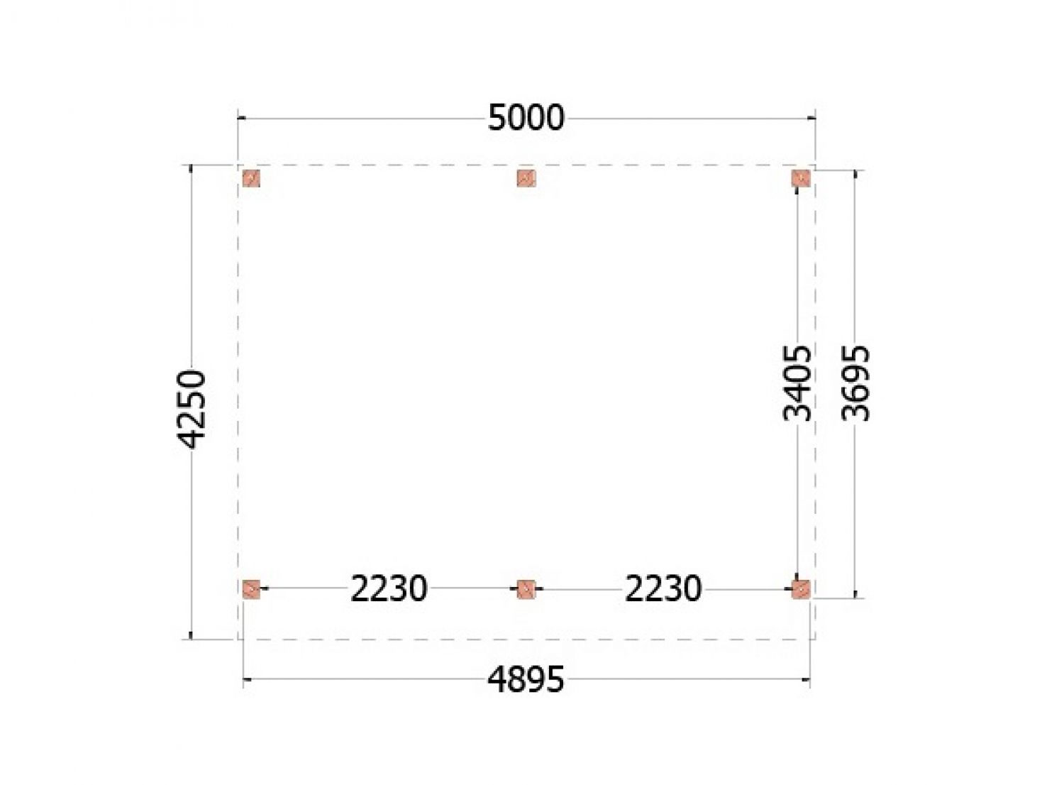 Trendhout kapschuur de Stee 500x425 cm - plattegrond