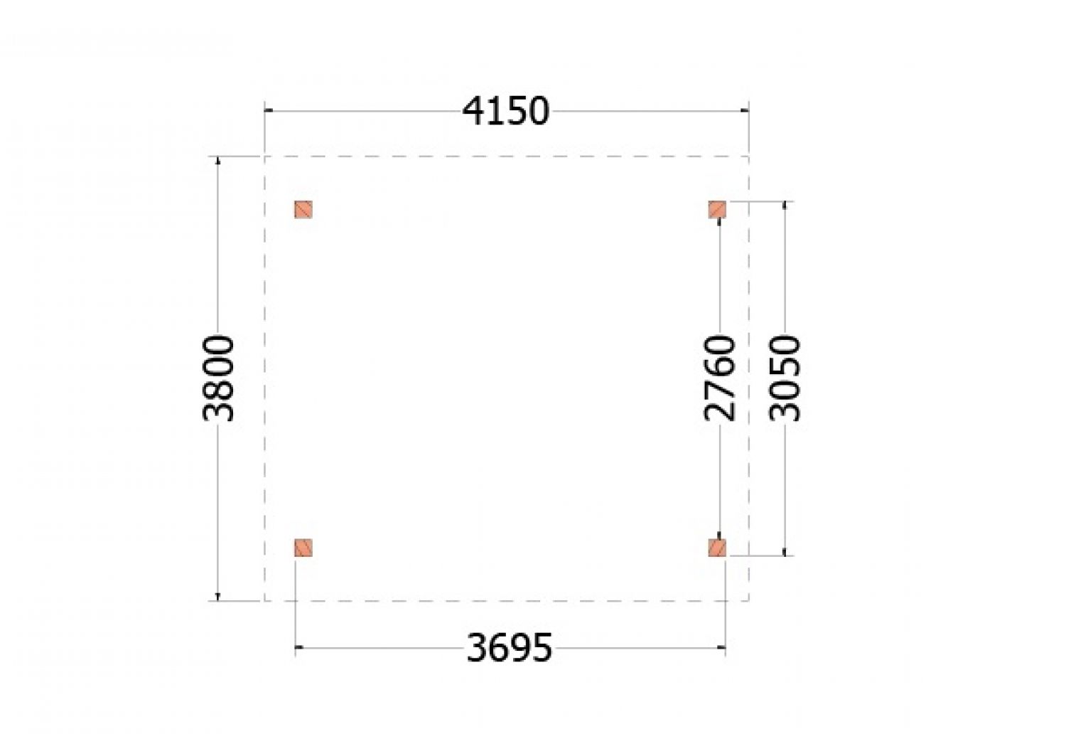 Trendhout buitenverblijf zadeldak XL 415x380 cm - plattegrond