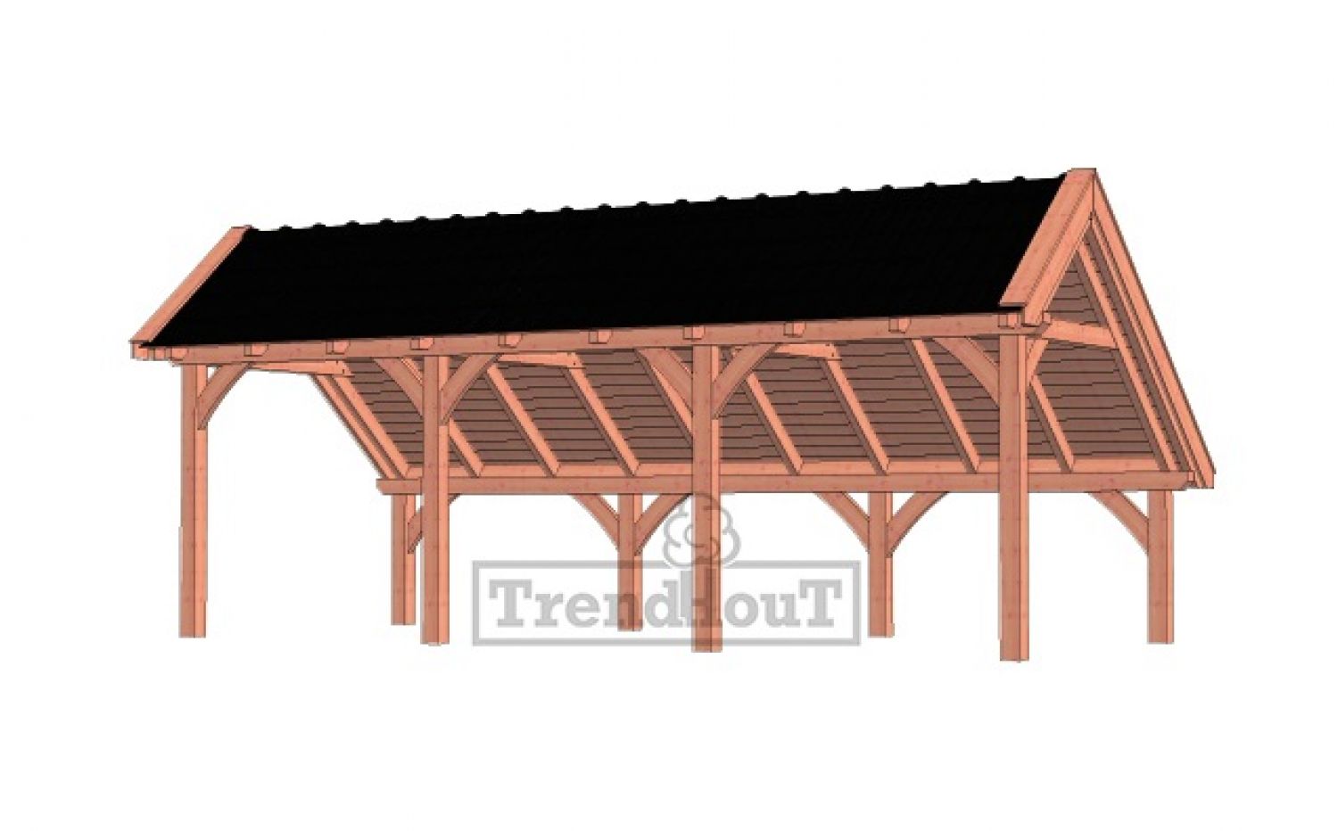 Trendhout kapschuur de Hoeve XL 765x380 cm - basis