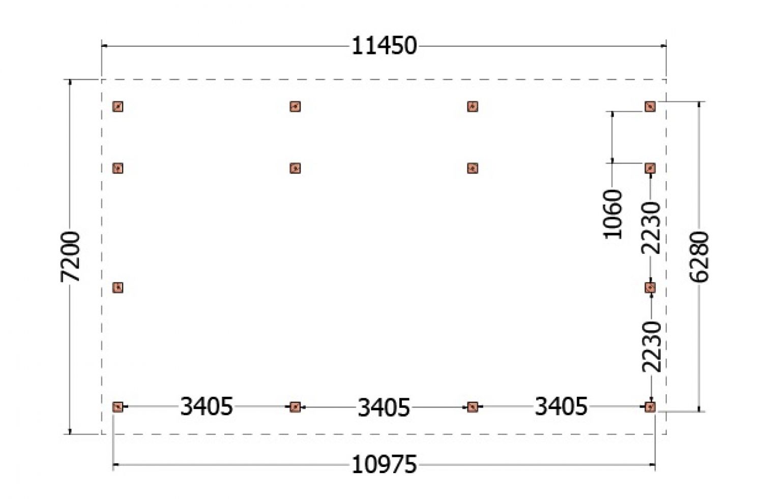 Trendhout kapschuur de Hofstee XXL 1145x720 cm - basis