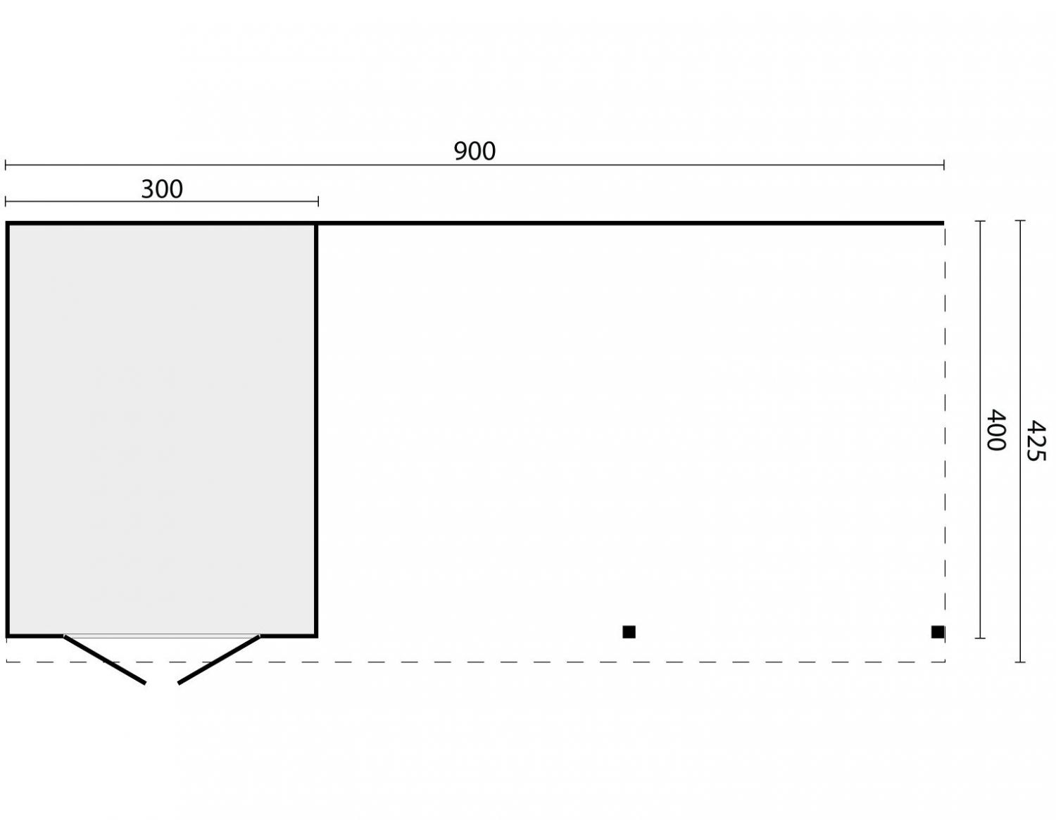 DHZ verblijf Wierden 900x400 cm incl. dubbele deur - verticale wanden zwart geïmpregneerd