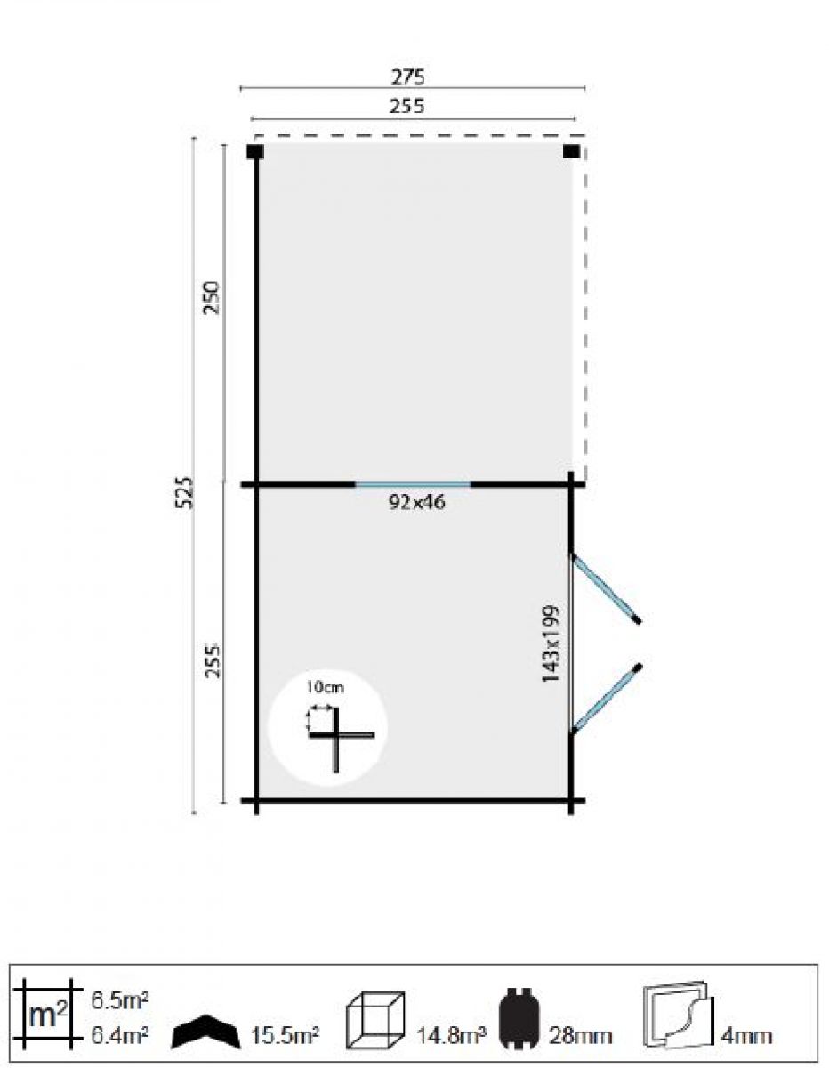 Plattegrond blokhut/tuinhuis Brenda