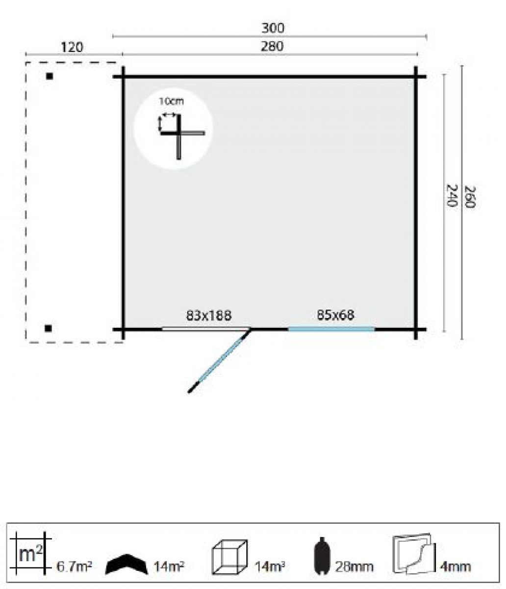 Plattegrond blokhut Lars
