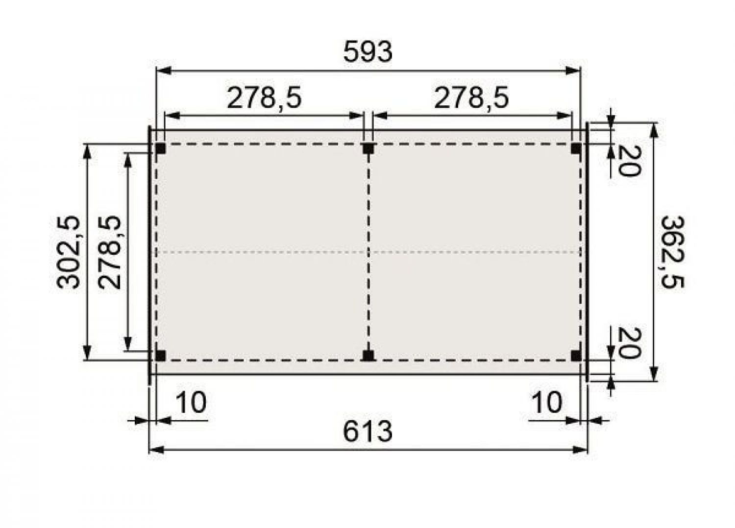 Douglasvision DIY zadeldak 600x300 cm plattegrond