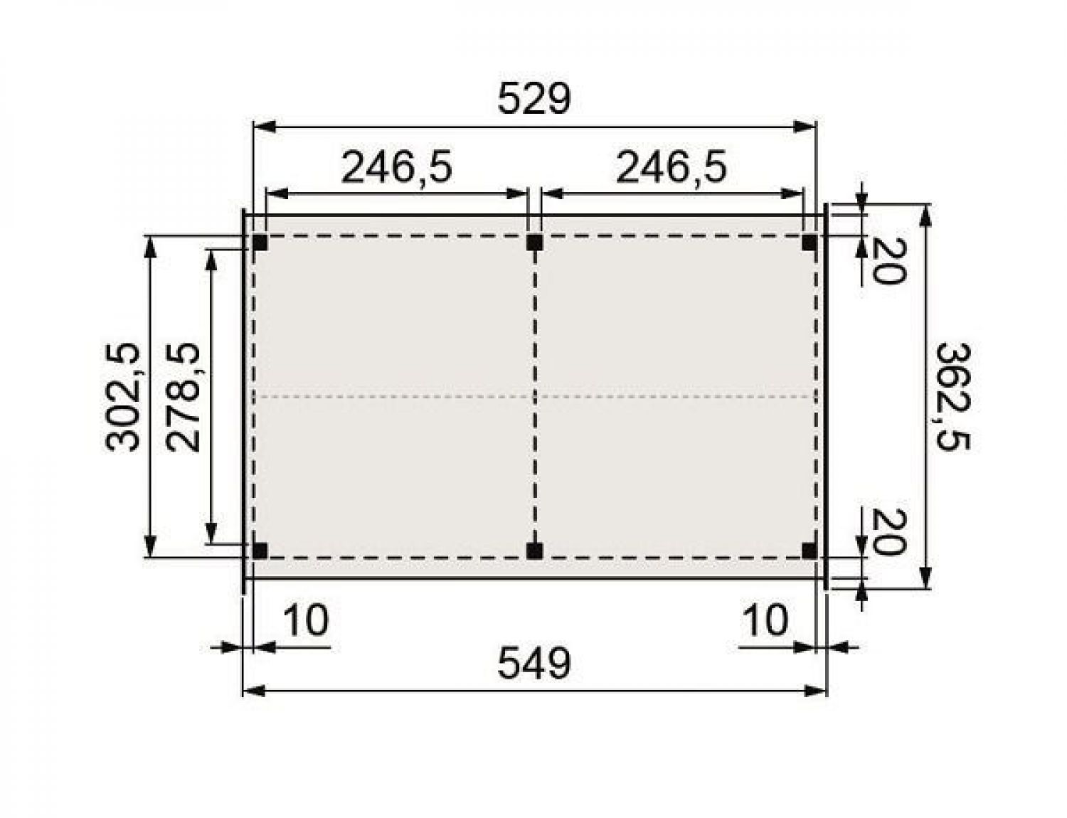 Douglasvision DIY zadeldak 530x300 cm plattegrond
