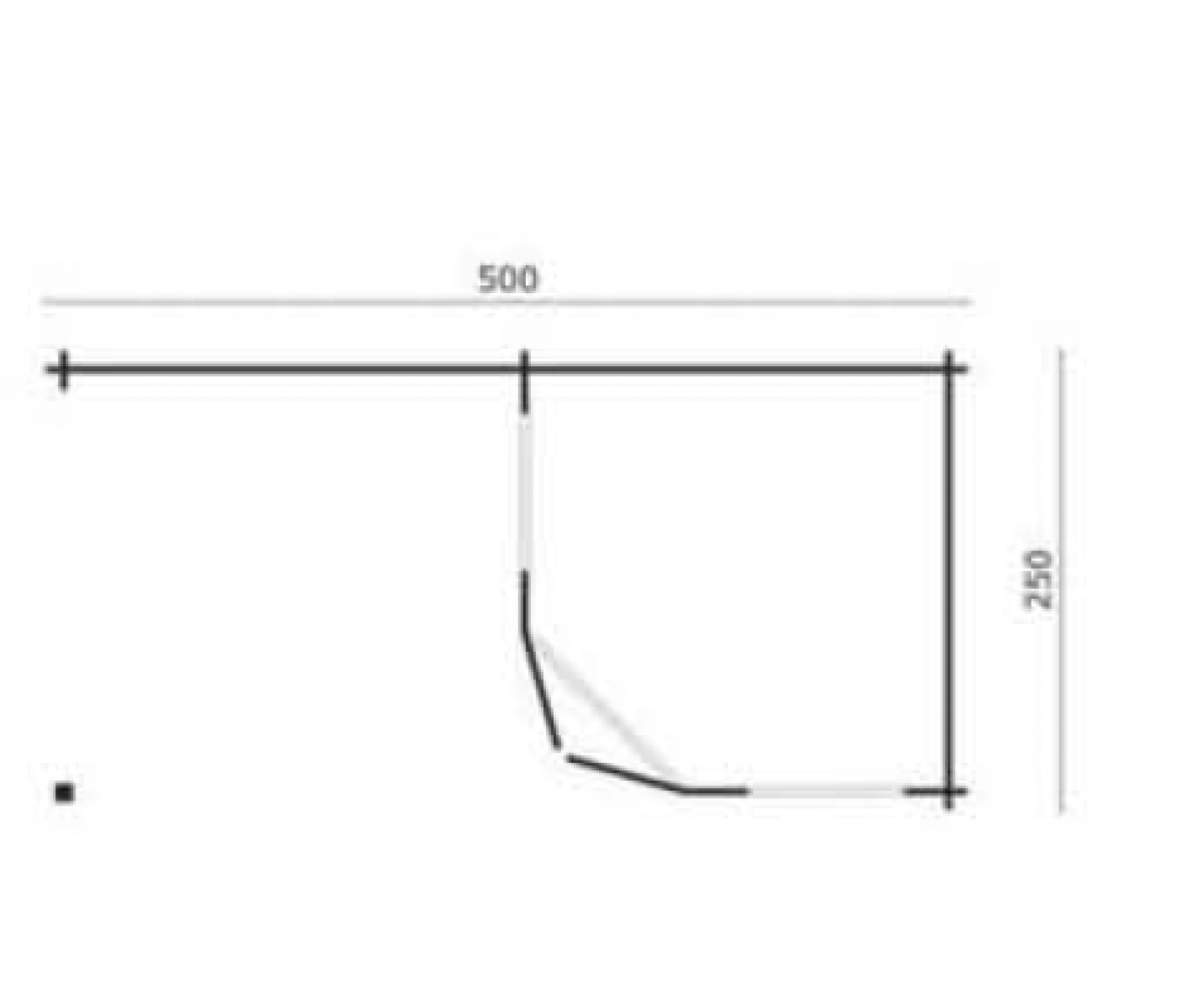 Blokhut Rianne 250x250 cm + zijluifel 250 cm - plattegrond