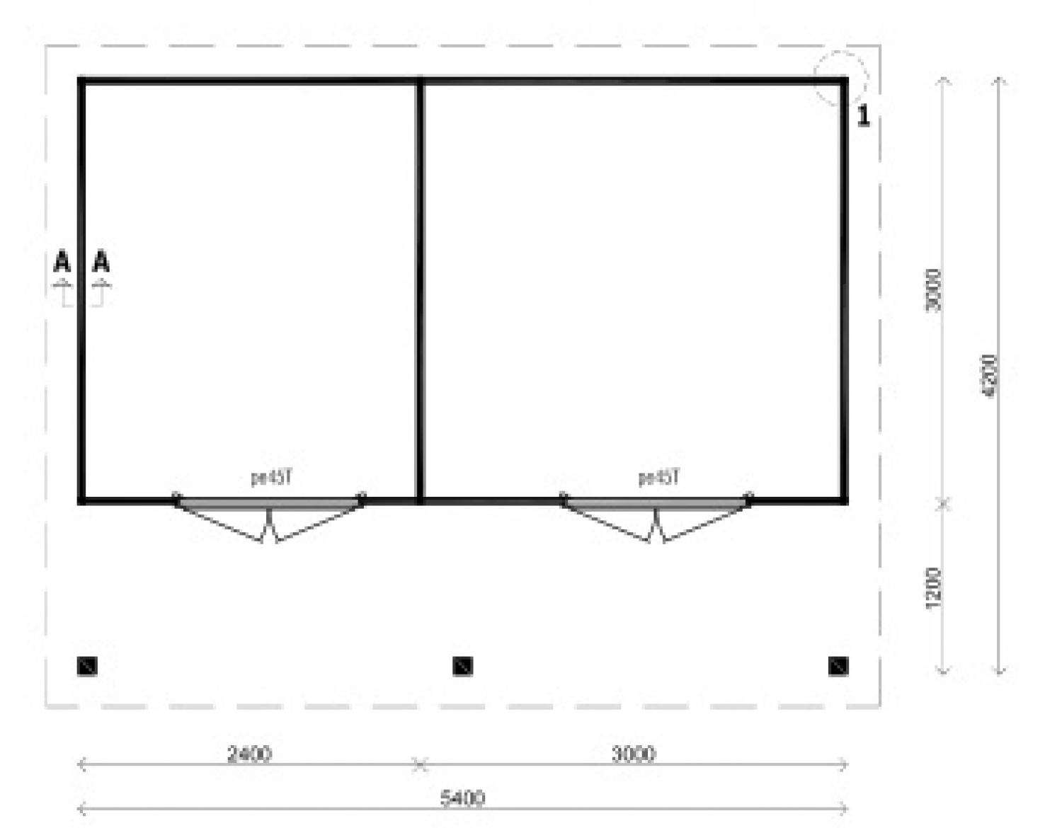 Lugarde Tuinhuis PR48 540x420 cm - 28 mm - plattegrond