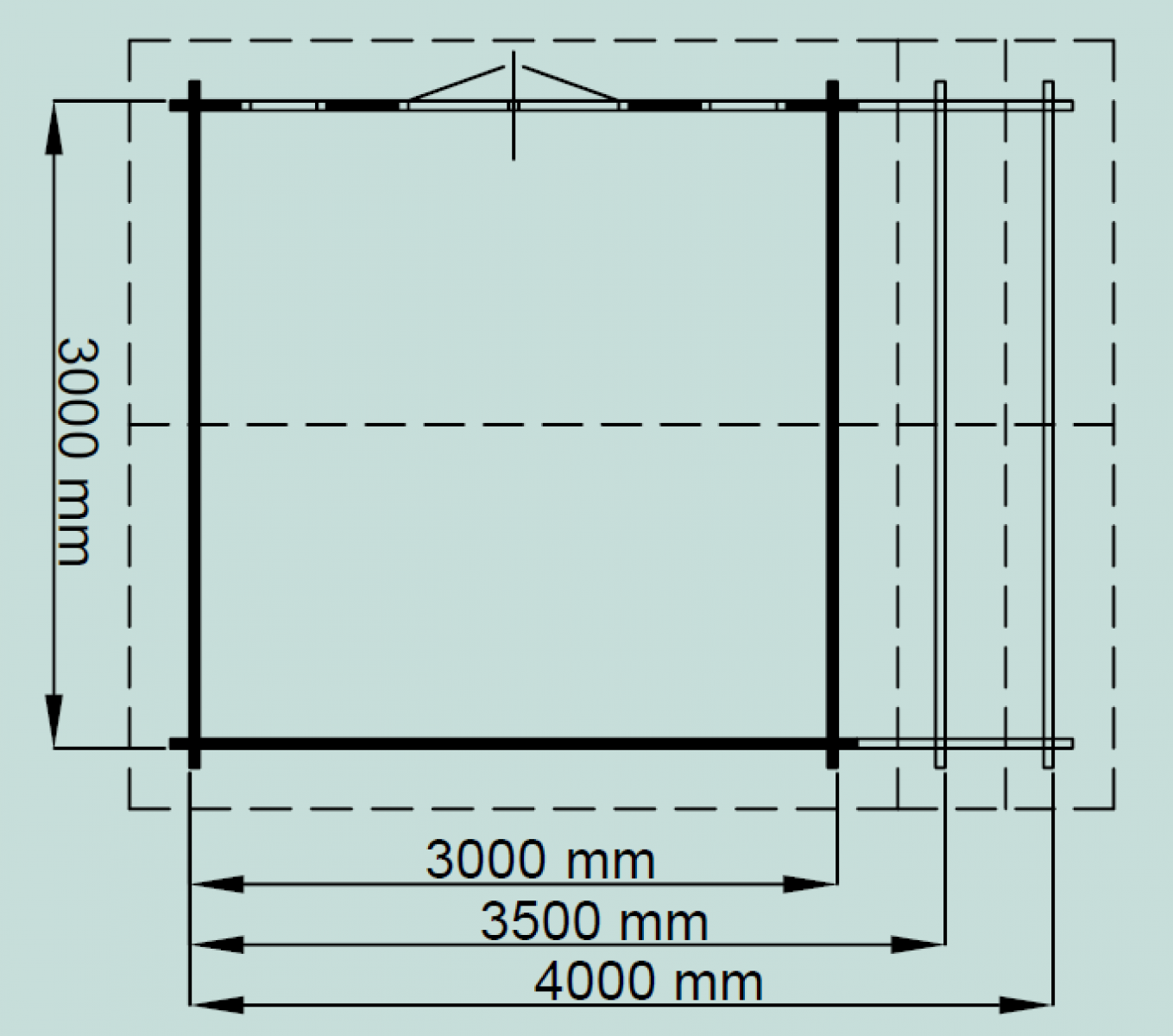 Lugarde Blokhut B13 400x300 cm - 44 mm - plattegrond