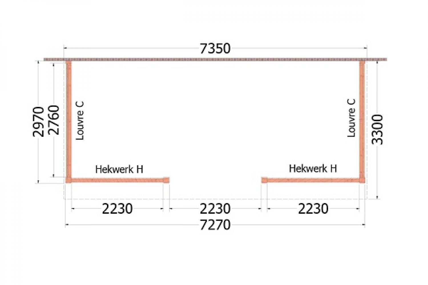 Plattegrond aanbouwveranda Ancona