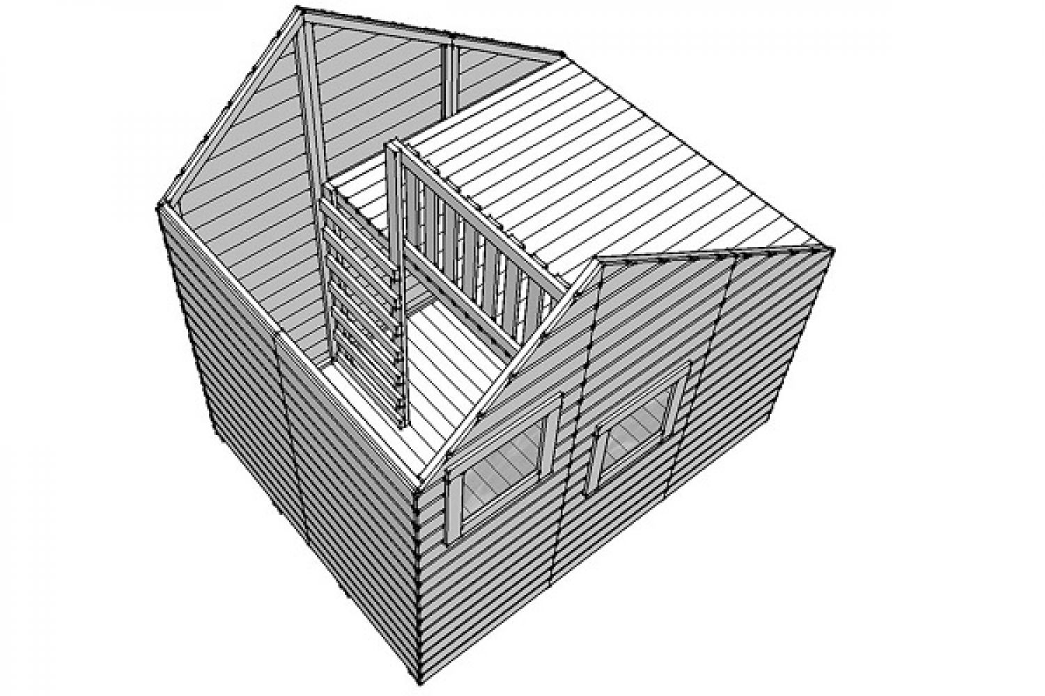Speelhuisje Alice 239x179 cm plattegrond