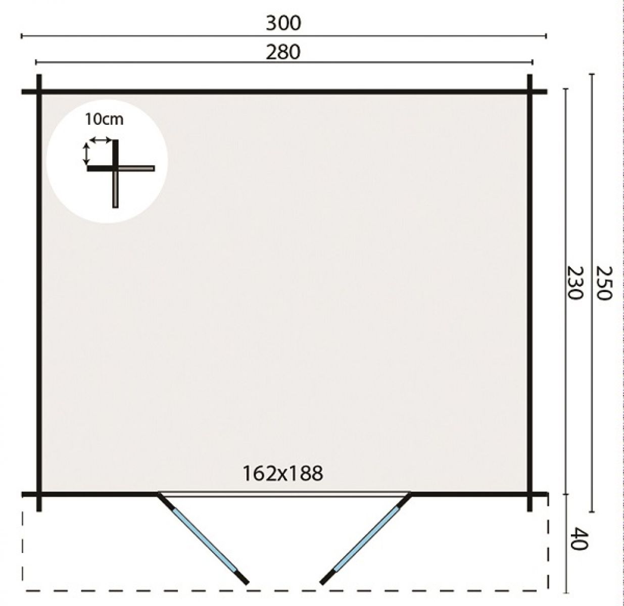 Blokhut Britt 300x250 cm