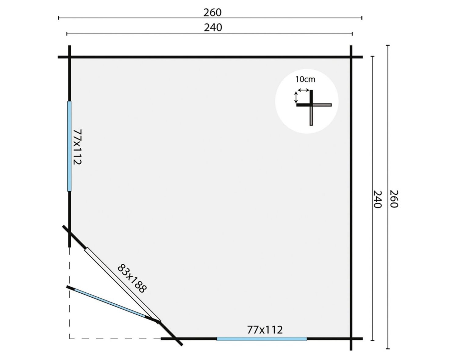 TuinDeco blokhut Daniel - blank - plattegrond