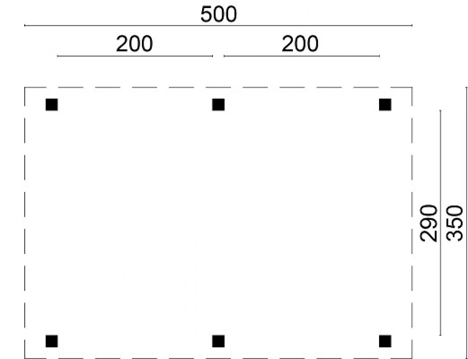 Carport Sloten 350x500 cm, Doe-het-zelf (DHZ) plattegrond