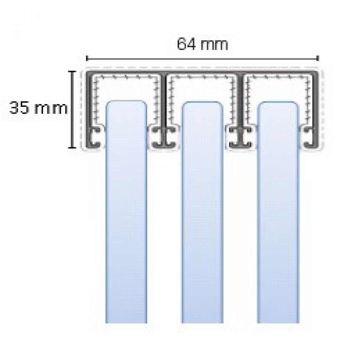 1 stuk beschikbaar: Glasschuifwand Profiline 3 spoor type D breedte 264 cm - antraciet structuur - SALE01815