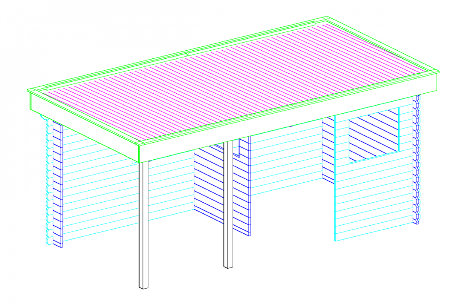 Blokhut 2556Z 250x250 cm + luifel 250 cm