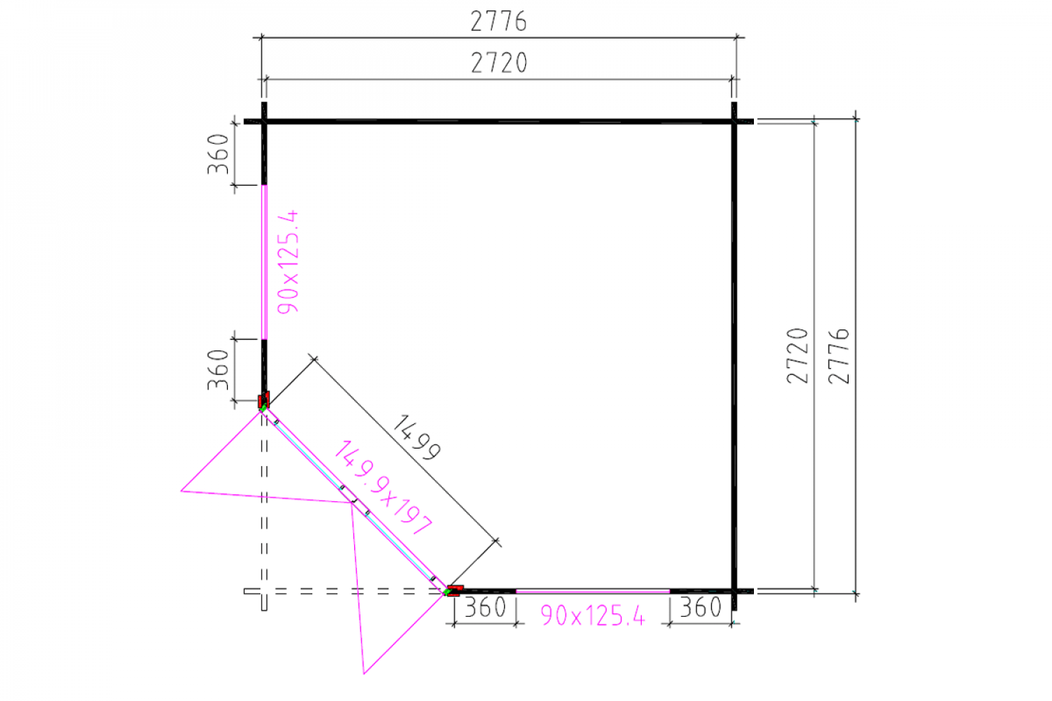 Blokhut 3055G 300x300 cm - gecoat