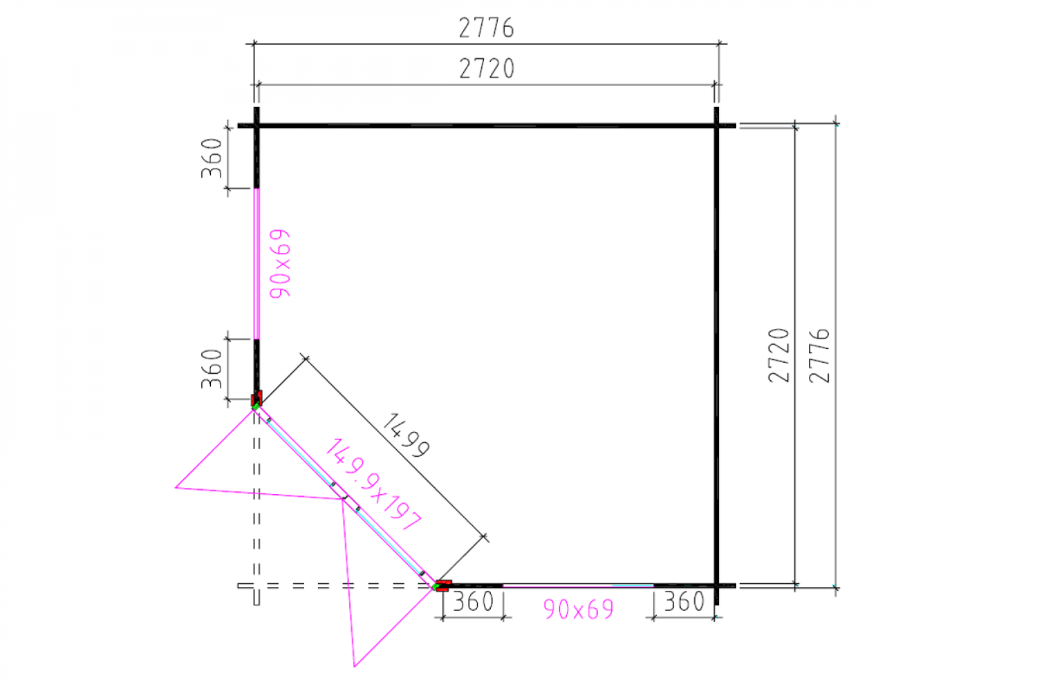 Blokhut 3055K 300x300 cm