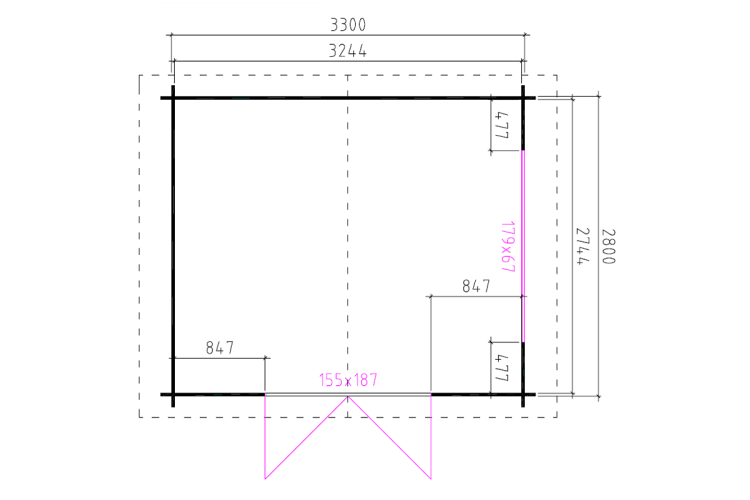 Blokhut 3530K 350x300 cm - geïmpregneerd