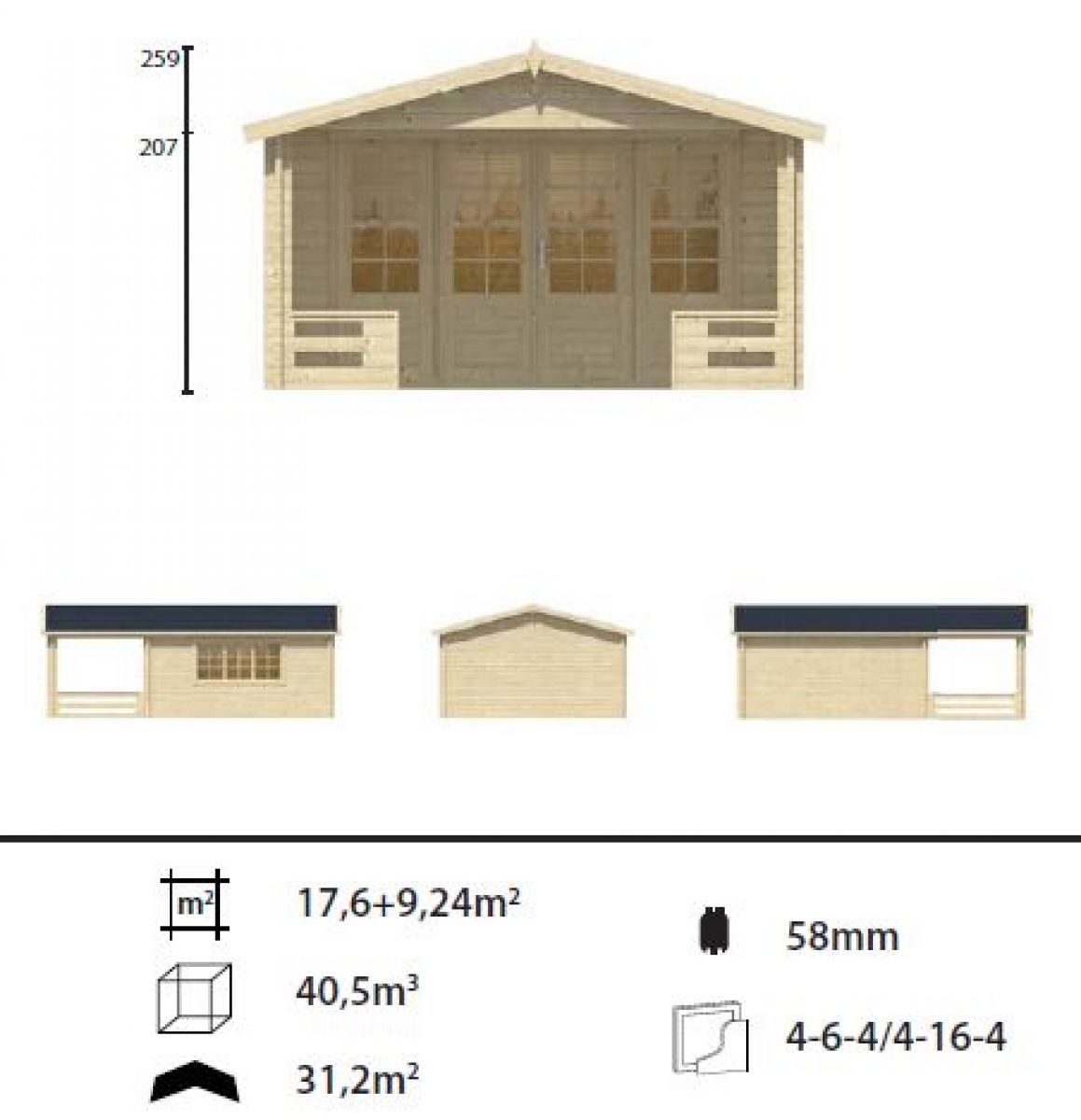 plattegrond Ipswich 440x440x200 cm