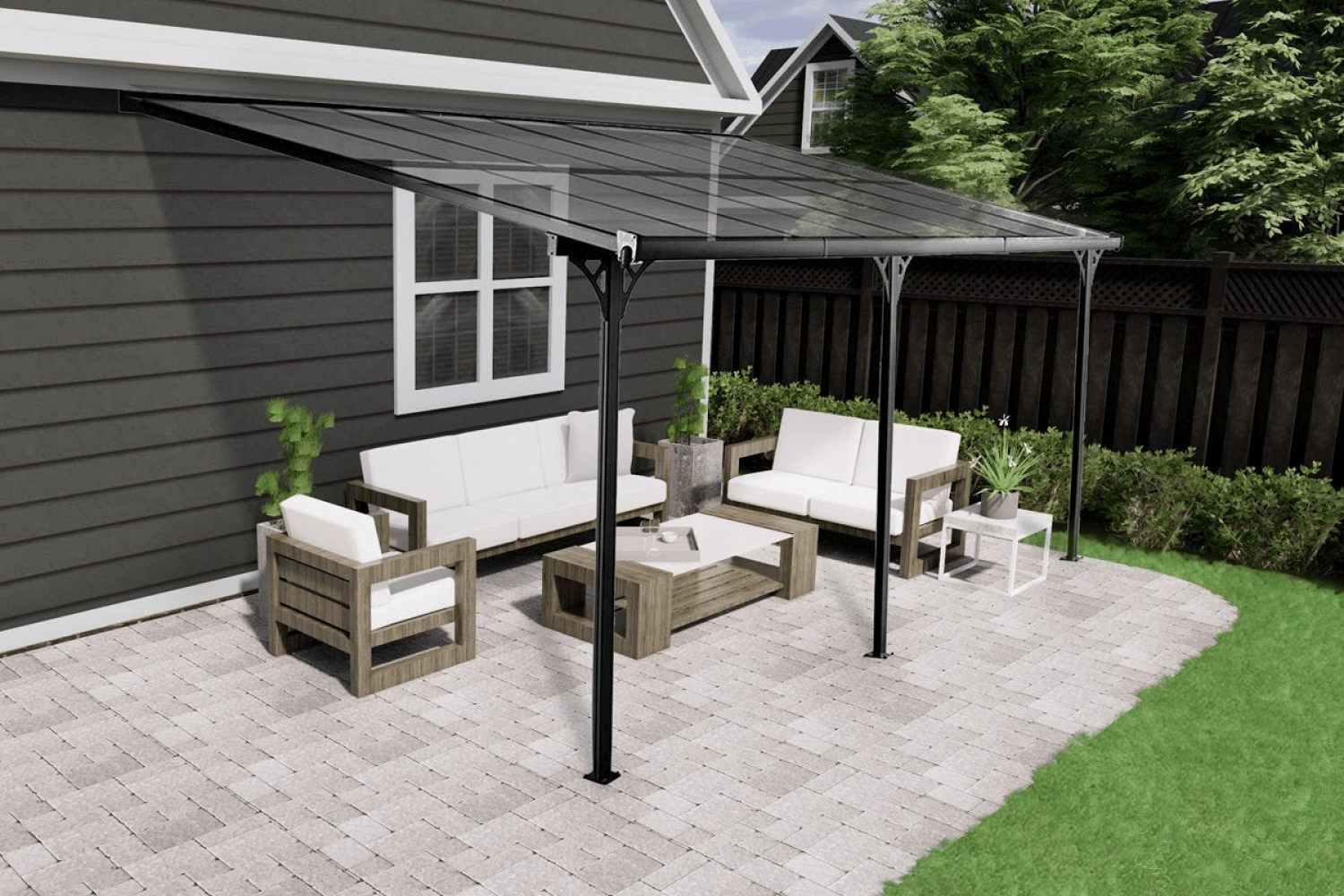 DHZ-veranda Livingdream 557x305 cm - antraciet - polycarbonaat dak
