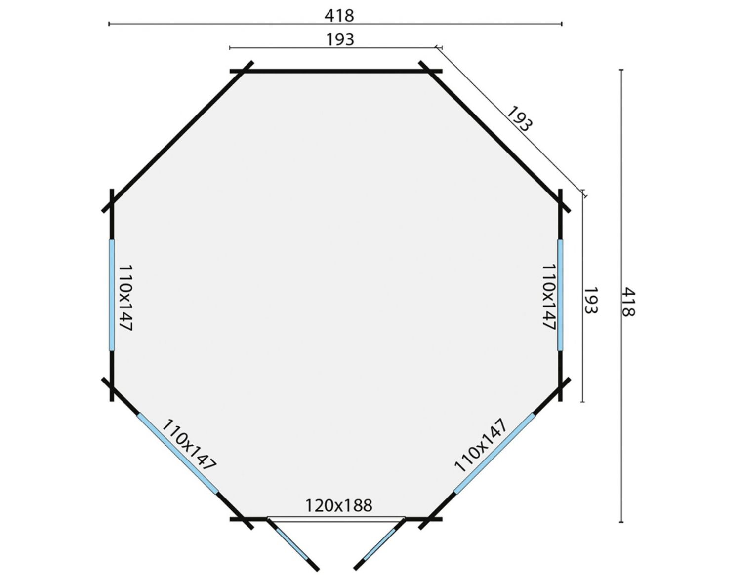 Blokhut Lynn 438x438 cm