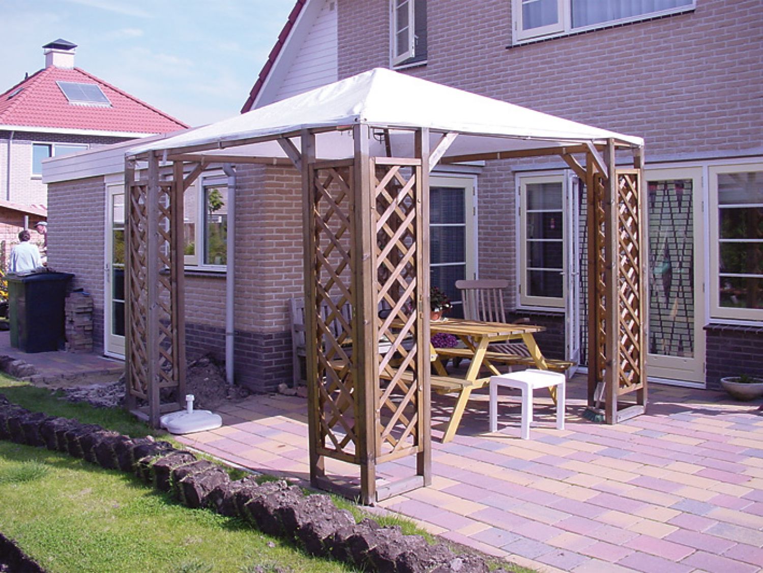 Paviljoen met zeildoek 300x300 cm zijkant