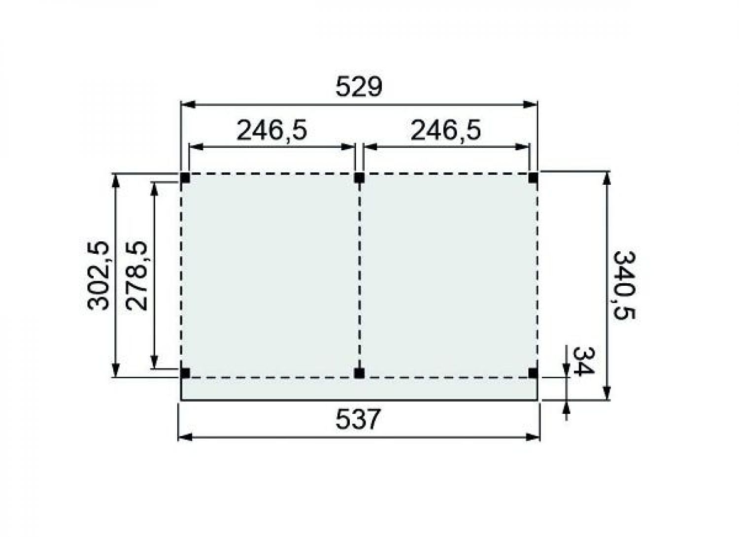 Douglasvision DIY buitenverblijf 530x300 cm groen geïmpregneerd plattegrond