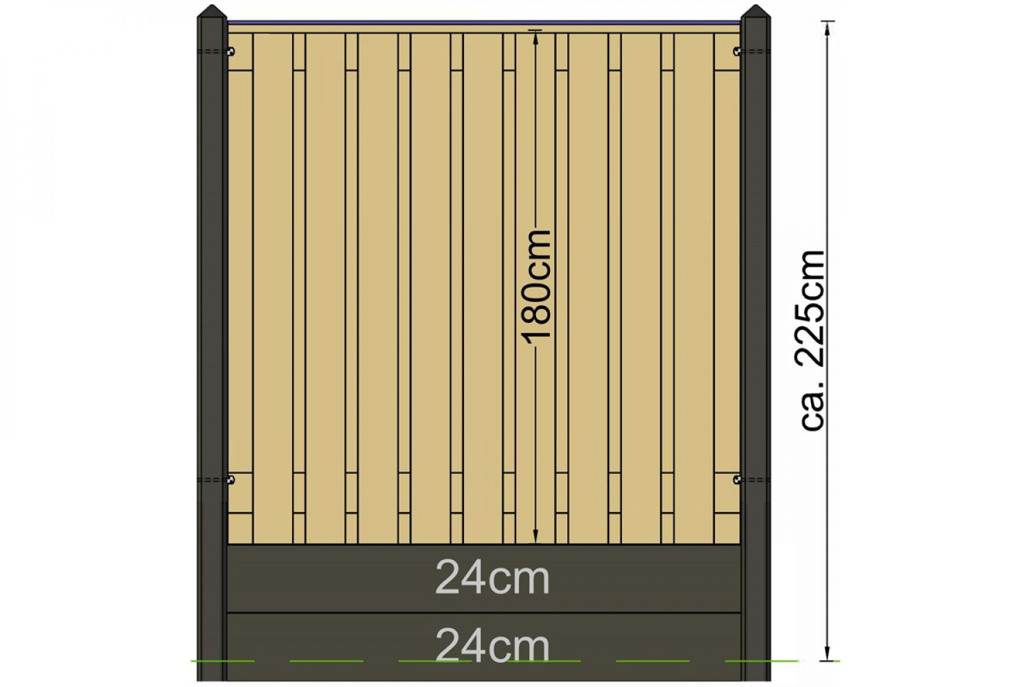 Betonpaal wit/grijs met diamantkop 10x10x308 cm - t.b.v. 2 platen voor schermen 180 cm hoog