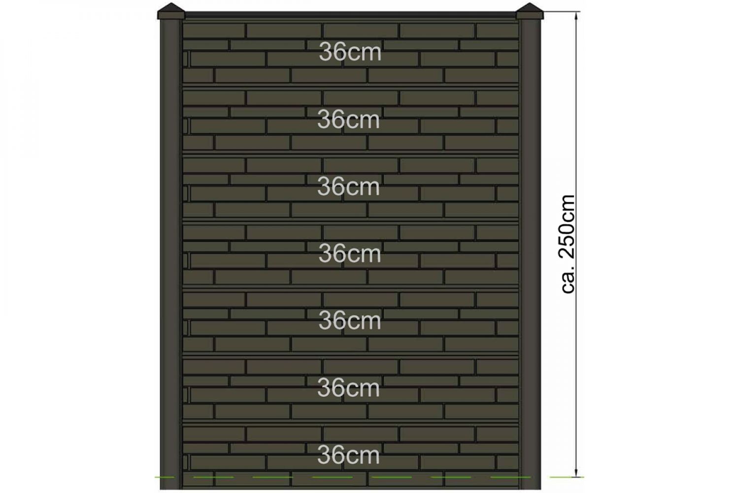 Betonnen eindpaal sleufpaal wit/grijs 11,5x11,5x316 cm