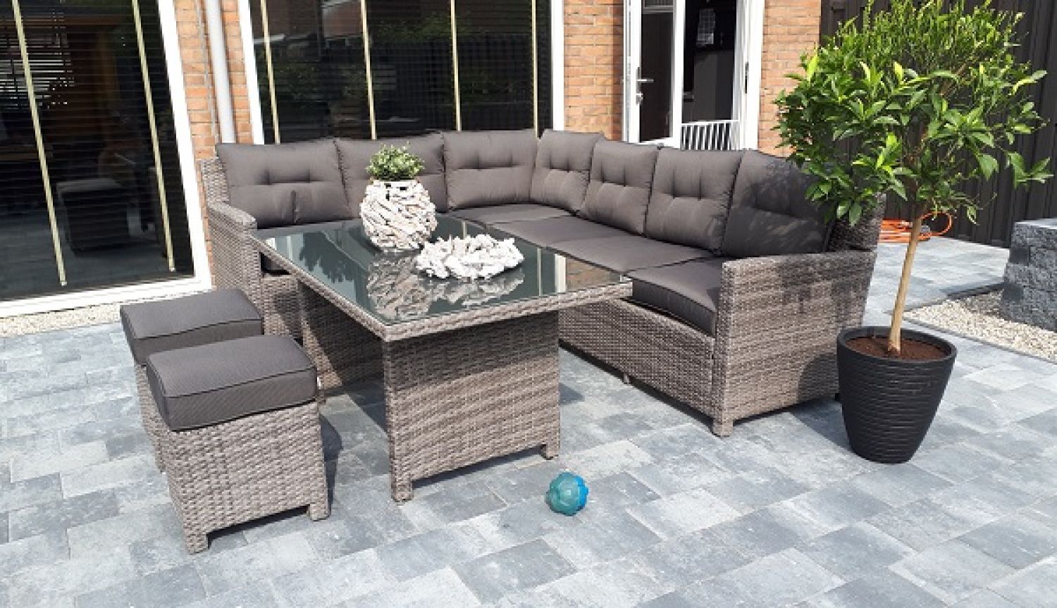 Diningset/loungeset Malta wicker 5-delig